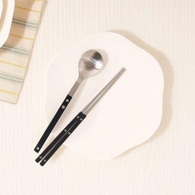 Sentier Satin Spoon + Chopstick Set Black
