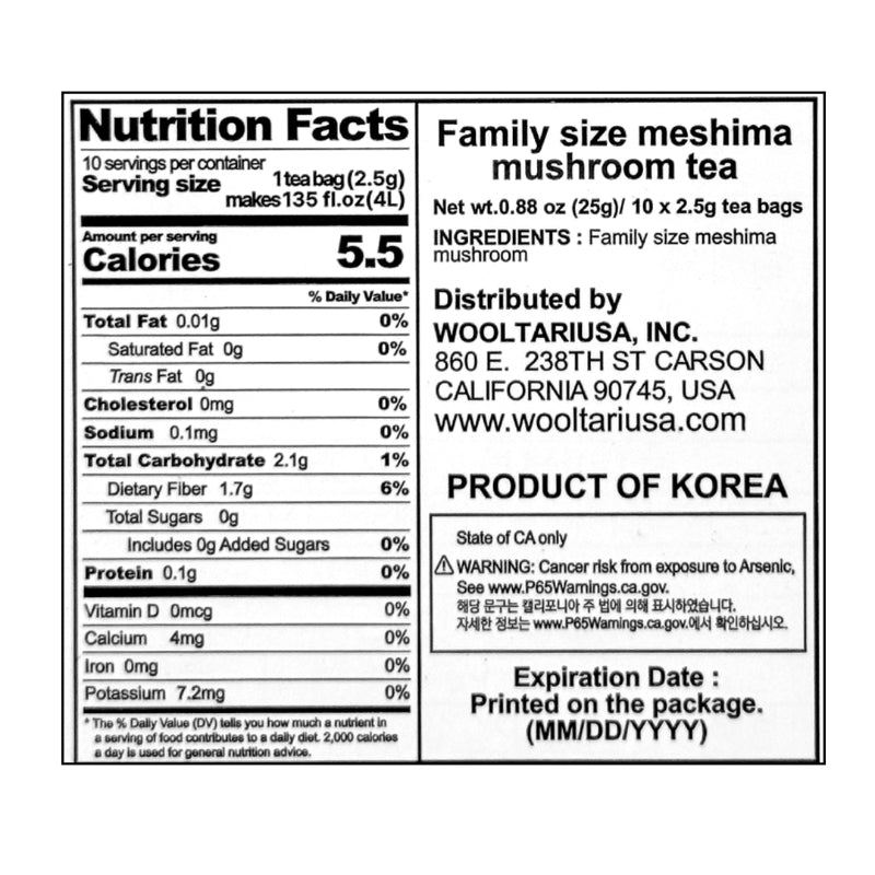 Family Size Meshima Mushroom Tea (2.5g x 10ea)