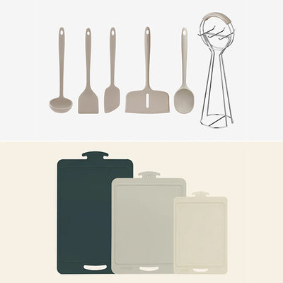 Harmony Silicone Kitchen Tool 5-Piece Set with Stand + Cutting Board Set 3-Piece Set Option_Korea Direct Delivery A