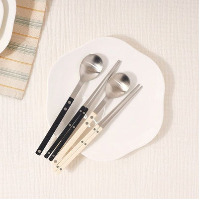 Sentier Satin Spoon + Chopstick Set (Black 4 + Vanilla 4)_Free Shipping