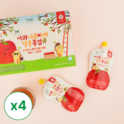 APPLE & RED GINSENG SWEET JUICE (100ml x 10 pack) x 4 box_ free shipping (Set)