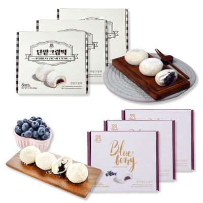 Blueberry Cream Rice Cake 480g x 3 + Red Bean Cream Rice Cakes 480g x 3_ Free Shipping