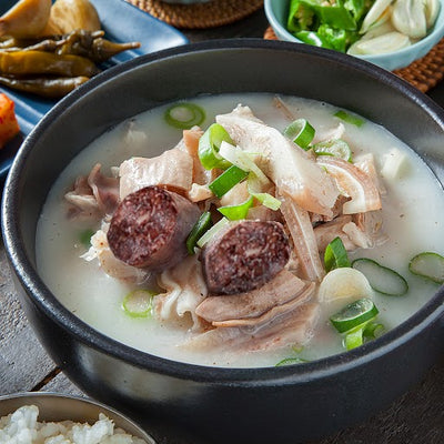 [Sundae Soup Set] Ha Young ho Shinchon Seolleongtang 500g x 2 Pack + Sundae 1LB + Steamed Pig Offal Assortment - 4 Types (Buche, Ear, Tripe, Liver) 9oz