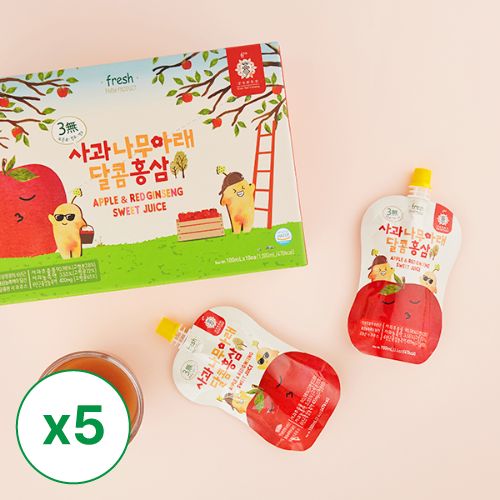 苹果树下的甜红参(100毫升 x 10 包)x 5 盒_ 免费送货(套装)