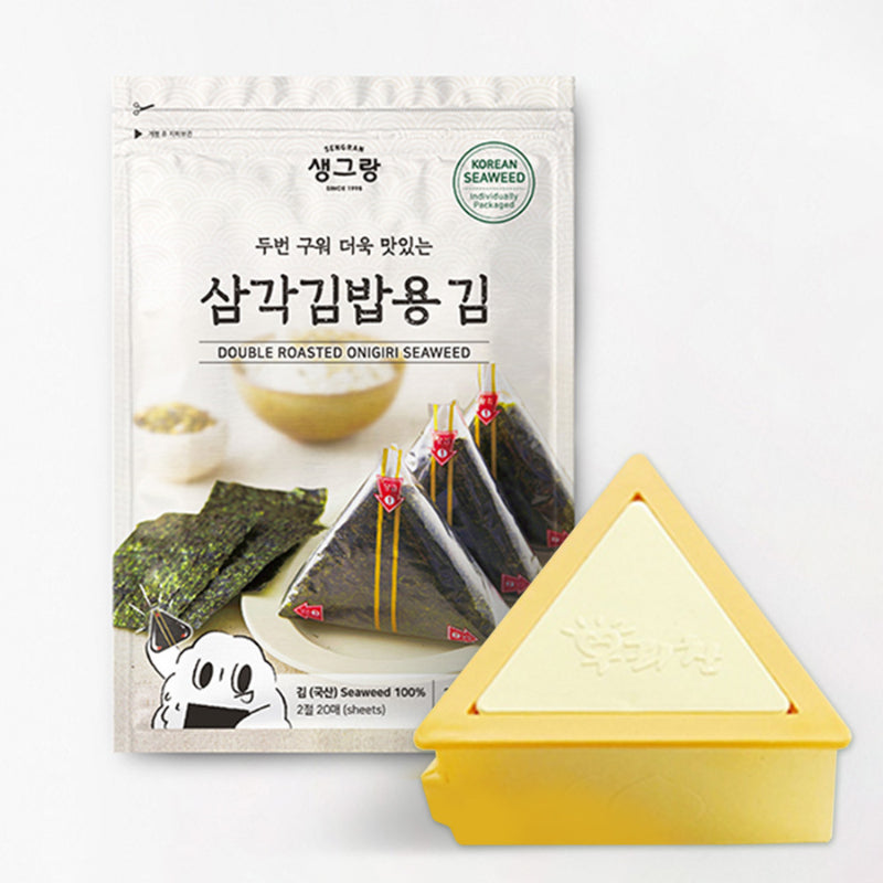 [우리찬] 생그랑 두번구워 더욱 맛있는 삼각김밥용 김(20매) + 삼각틀 세트 (묶음)