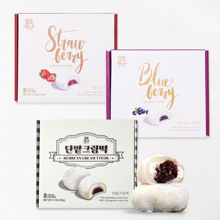 [마음이가] 딸기 크림떡 480g + 블루베리 크림떡 480g + 단팥크림떡 480g_타임딜 (묶음)