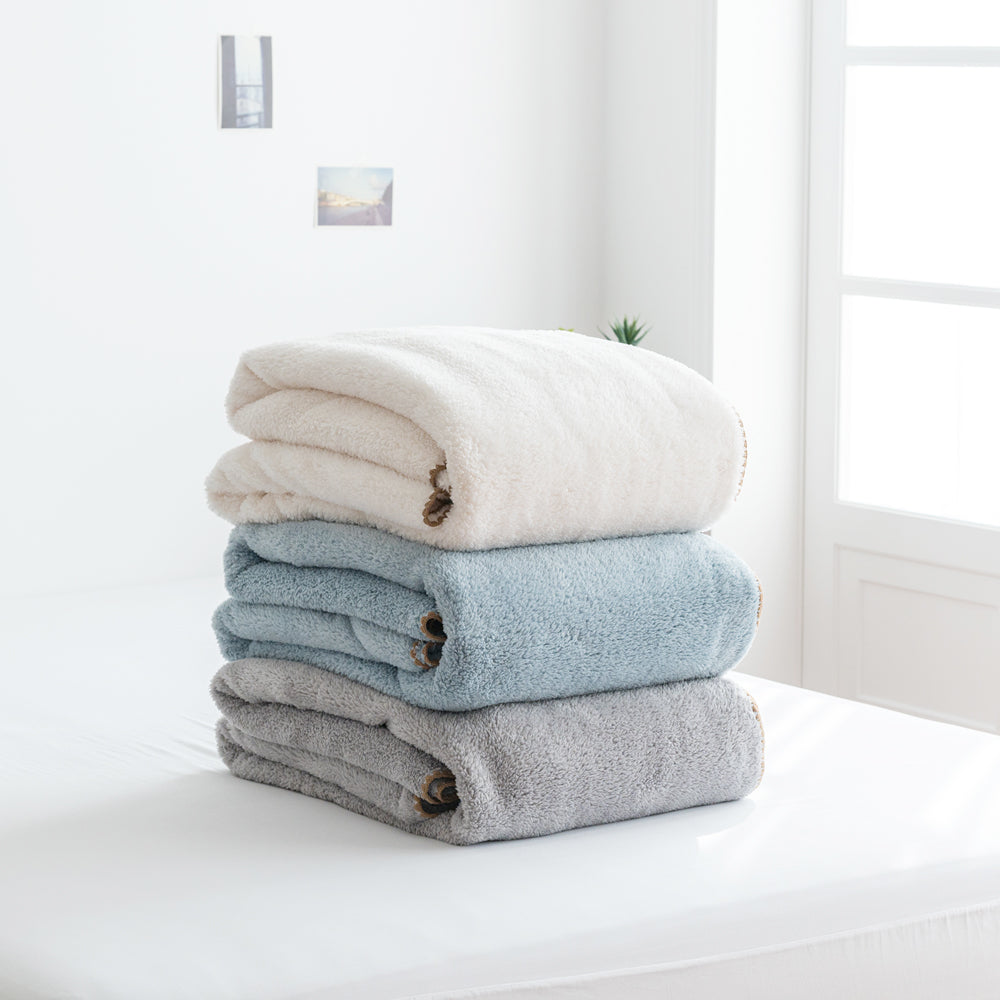 Microfiber Blanket Jenna Q (Ivory/ Gray/ Mint)_ Korea Direct Delivery F