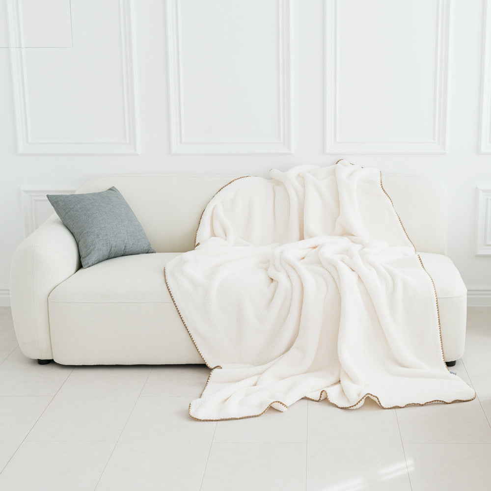 Microfiber Blanket Jenna Q (Ivory/ Gray/ Mint)_ Korea Direct Delivery F