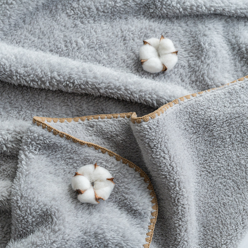 Microfiber Blanket Jenna Q (Ivory/ Gray/ Mint)_ Korea Direct Delivery F