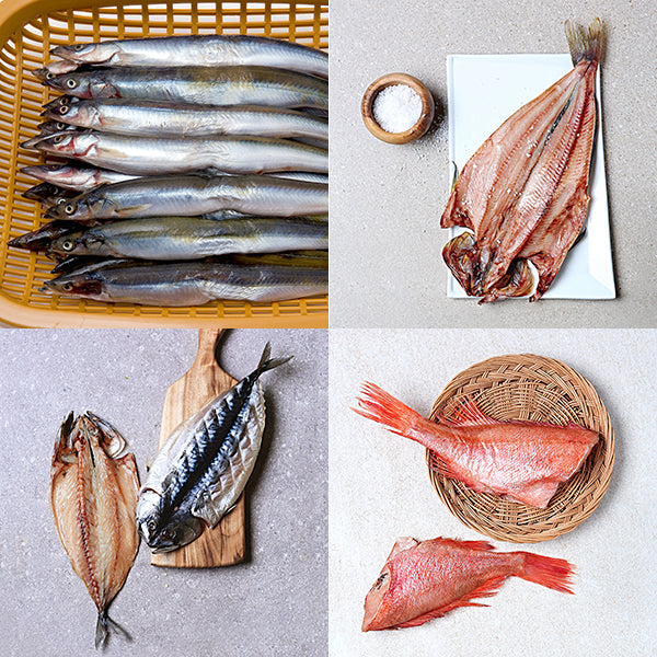 Myeongjeong Fish set A (Atka mackerel 2 ,  Mackerel 2 , Dark banded Rockfish 4 , Large Yellow Croaker 3) 3.4kg