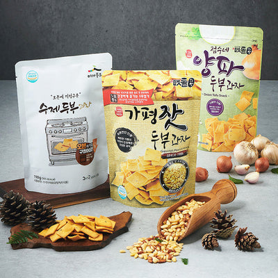 Pine Nut Tofu Snack 110g + Homemade Tofu Snack 110g + Onion Tofu Snack 120g