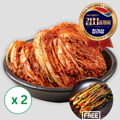 [Imjingang Kimchi] Premium Yulmu Whole Cabbage Kimchi 3kg x 2 Packs | Free Gift Dolsan Samchae Mustard Leaf Kimchi 1kg _ Free Shipping Special Deal