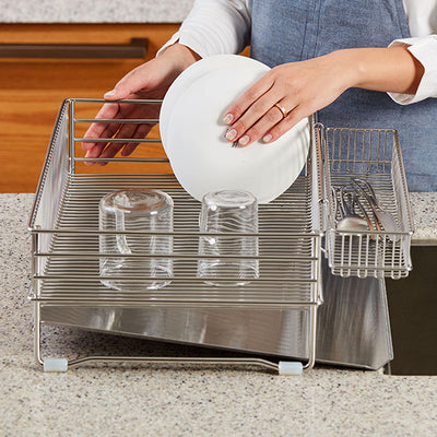 [Korea Direct Delivery A] VATYA Stainless Drying Rack + (*Option) Utensil Basket, Cup & Cutting Board Rack, Dishcloth Rack