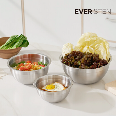 [Korea Direct Delivery C] EVER STEN Mixing Bowl with Lids (3 Bowls +3 Lids)