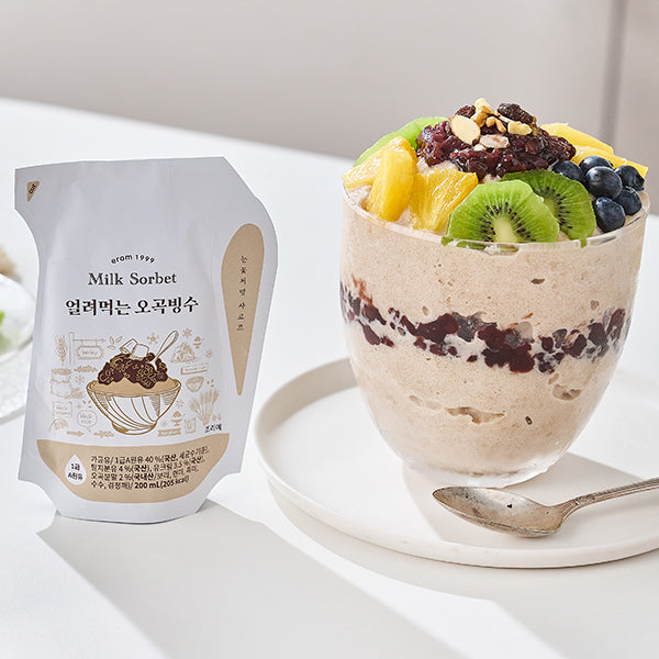 [韩国直送A] Mealtop牛奶刨冰（冰沙）套件200ml x 24包 + 甜红豆120g x 4包