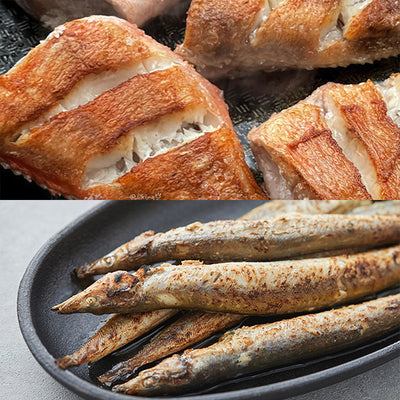 Myeongjung Fish Set C ((Korean sandlance 500g x 1pack + Dark banded Rockfish 14 pcs) 3.4kg