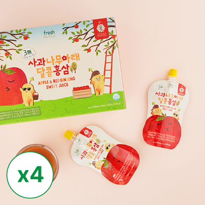 APPLE & RED GINSENG SWEET JUICE (100ml x 10 pack) x 4 box_ free shipping