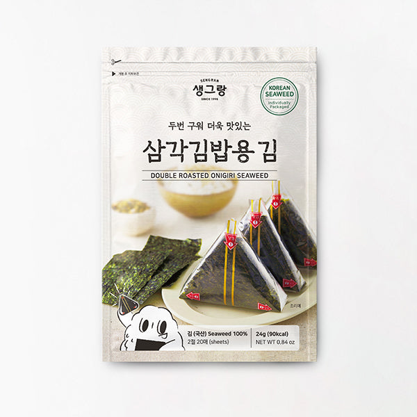 [우리찬] 생그랑 두번구운 삼각김밥용 김 20매 x 2팩 + 주먹밥 친구들 뿌려먹는 해물 28g (4gx7개입) x 2팩_타임딜 (묶음)