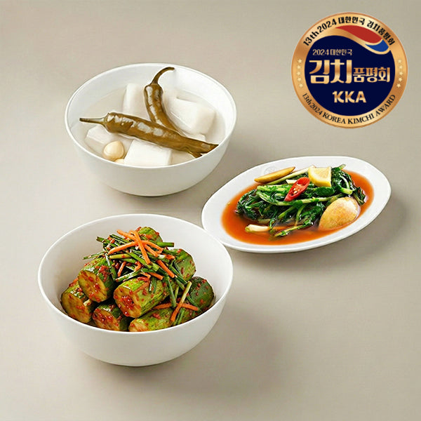 Migeumchi Stuffed Cucumber Kimchi 2kg + Young Summer Radish Water Kimchi 1kg + Dongchimi 1kg_ K Direct Delivery C