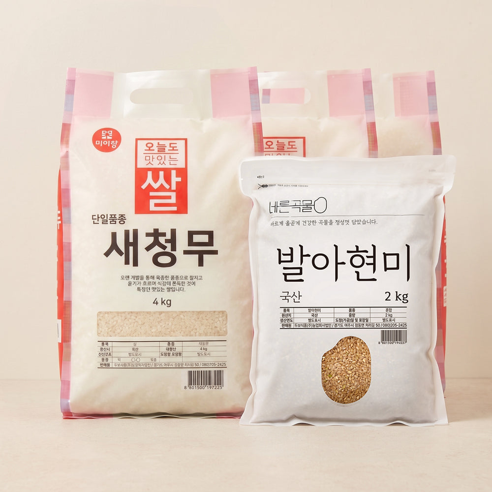 [Miirang] Saecheongmu Rice (High Grade) 4kg x 3pkㅣ*Free* [Barun Grain] Germinated Brown Rice 2kg_Free Shipping