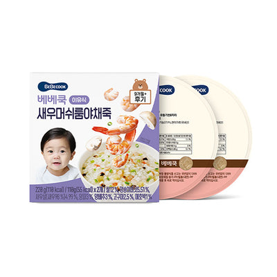 Bebecook Shrimp Mushroom Veggie Porridge (220g x 20) 1Box_ Korea Direct Delivery A
