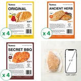 Fully Cooked Chicken Breast Original 4oz x 4 + Secret BBQ x 4 + Ancient Herb 4oz x 4