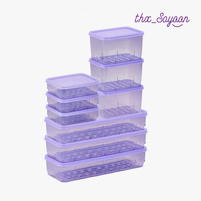 Freezer Container One-Meal Set 9P(Pink/Lavender/Gray)_Korea Direct Delivery B
