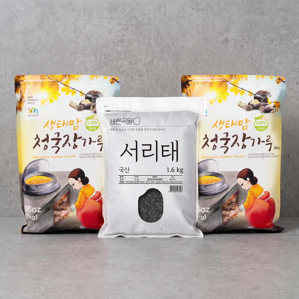 [성필립보생태마을] 청국장가루 1kg x 2팩ㅣ*증정* [바른곡물] 서리태 1.6kg_ 무료배송특가