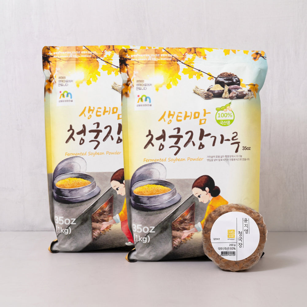 [성필립보생태마을] 생태맘 청국장 가루 1kg x 2팩ㅣ*증정* [알알이푸드] 윤지영 청국장 200g