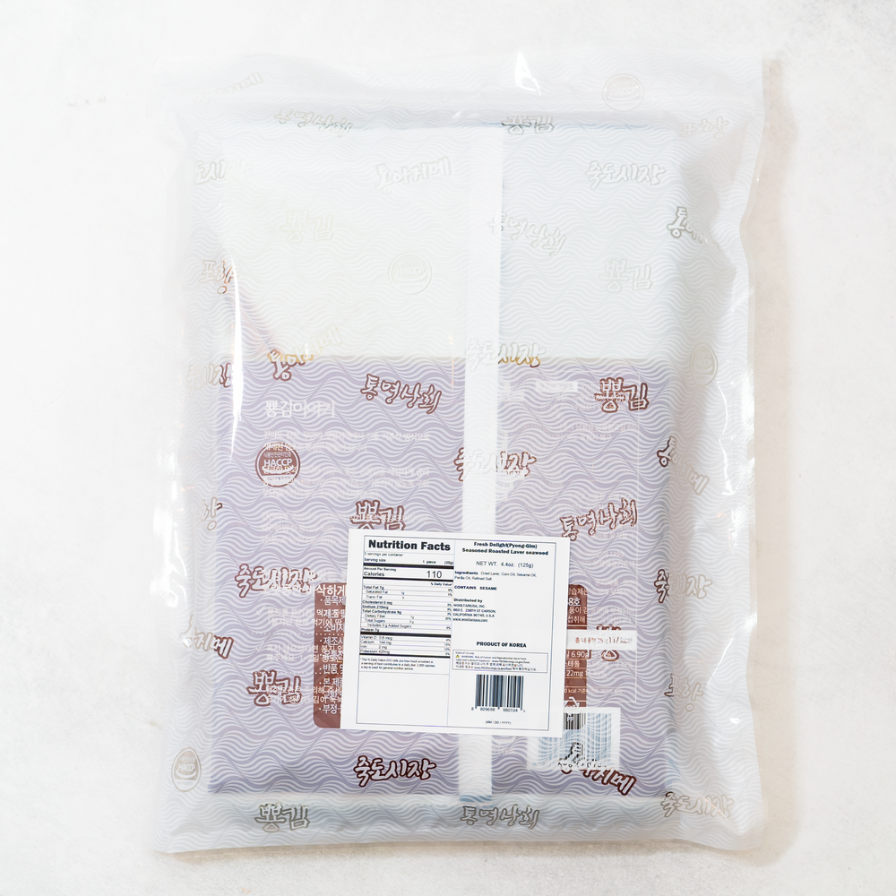 Seasoned Roasted Seaweed (Pyong-gim) 125g (25g x 5) x 4packs + Roasted Seaweed (Pyong-gim) 75g (15g x 5) x 4packs