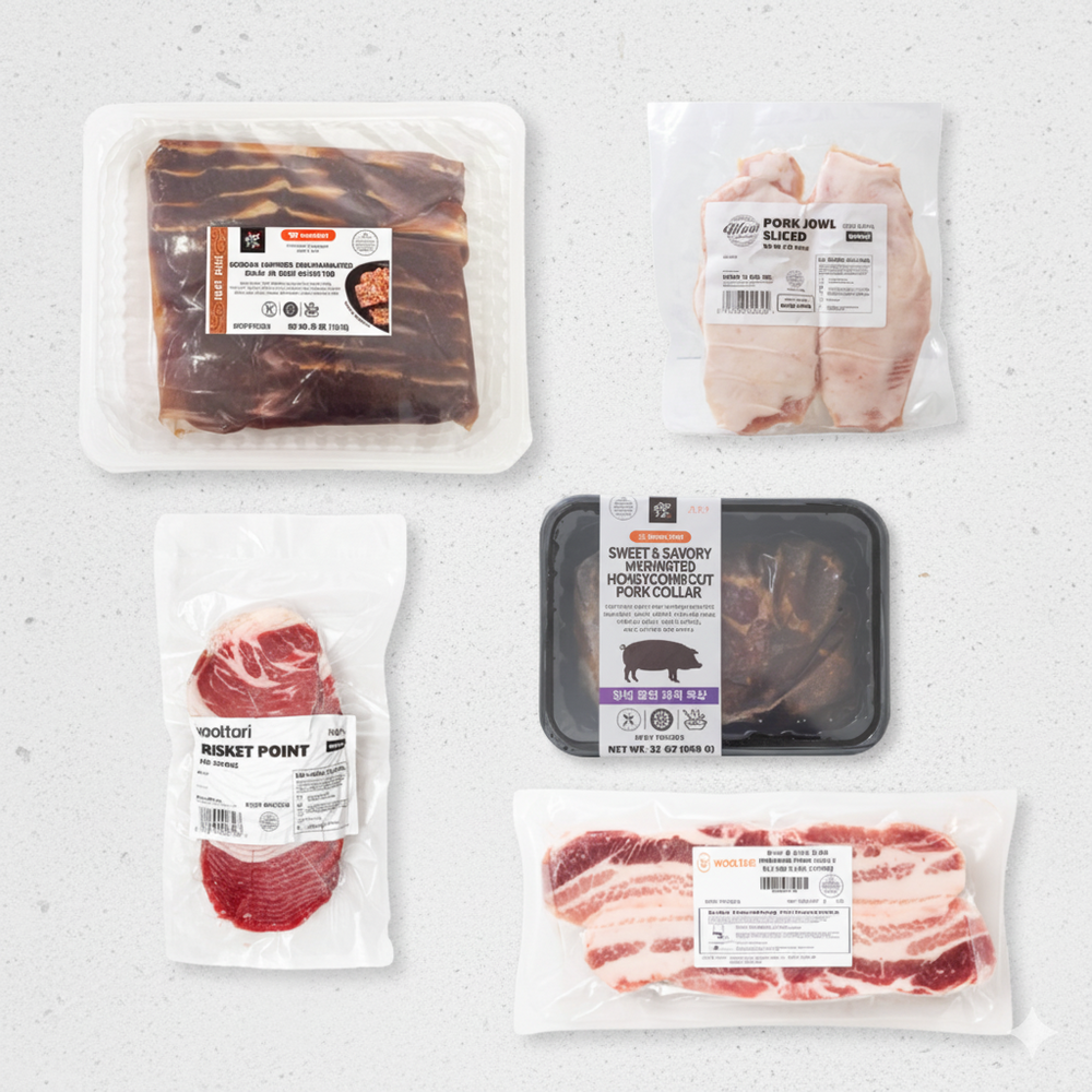[울타리] 육뿔 양념갈비 3lb + 양념 벌집 돼지목살 2lb + 통삼겹살 2lb + 항정살 1lb + 차돌박이 1lb (묶음)_무료배송특가