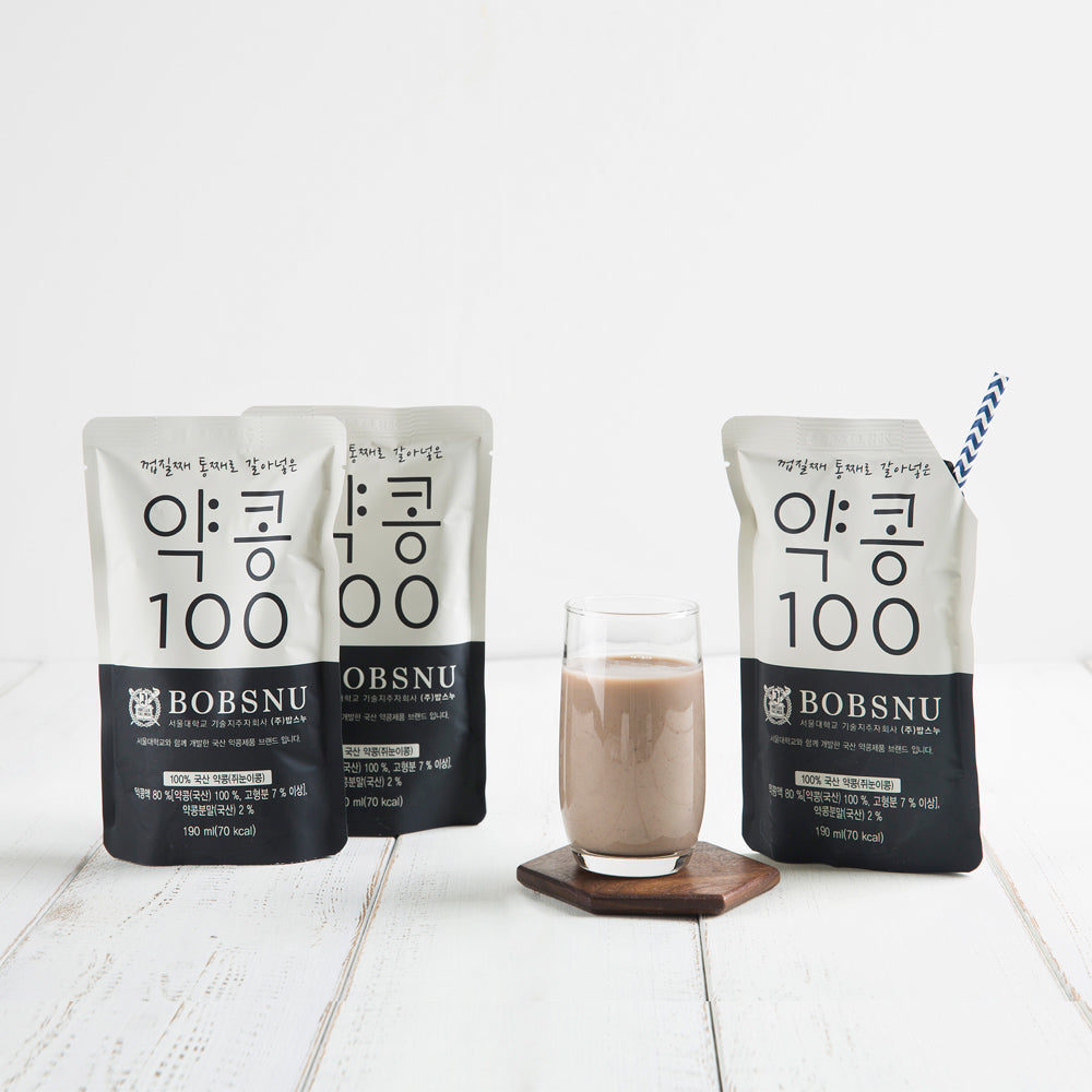 [밥스누] 약콩 100 두유 (190ml x 20팩) x 2박스 + [이른비] 고즈넛 흑미 견과바 350g x 2박스 (묶음)_ 무료배송