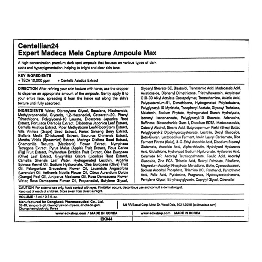 [Centellian 24] Expert Madeca Mela Capture Ampoule 1.53fl oz (3pcs)