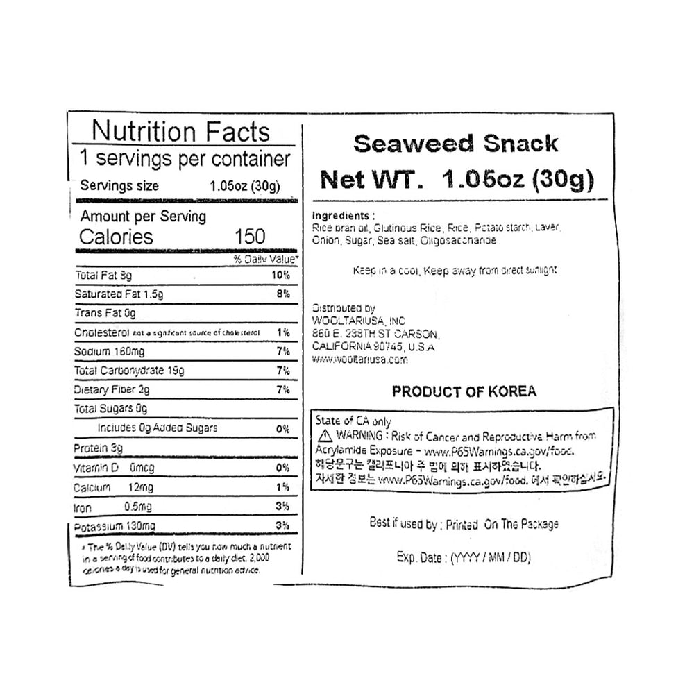 Artisan Glutinous Rice Seaweed Crisps 30g x 3Pack (Set)