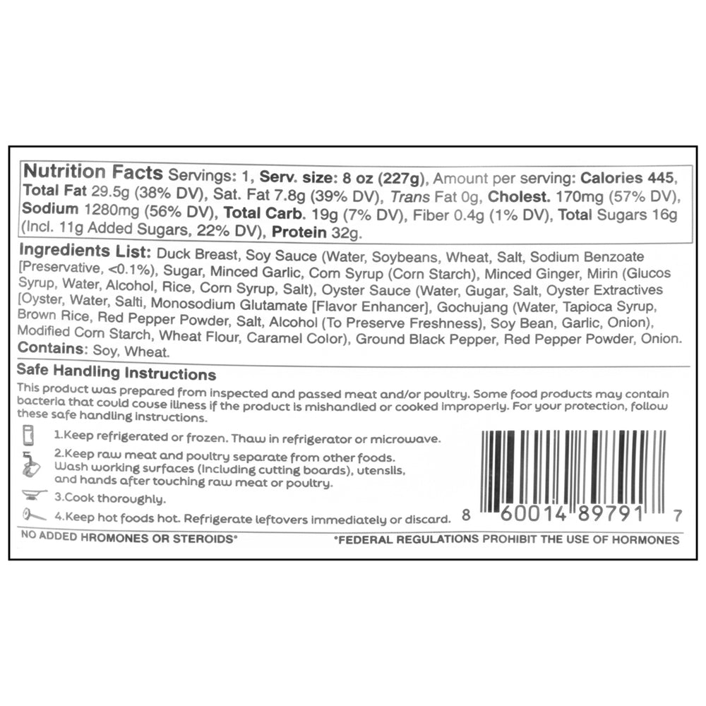[Juicybite]  Duck Breast Gochujang Bulgogi 8oz x 3pk