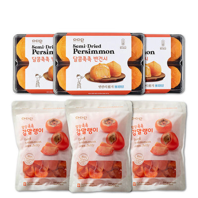 [ODK x WOOLTARI] Dadidan Half Dried Persimmons 300g x 3pk + Dried Persimmon Zipper Pack 500g x 3pk