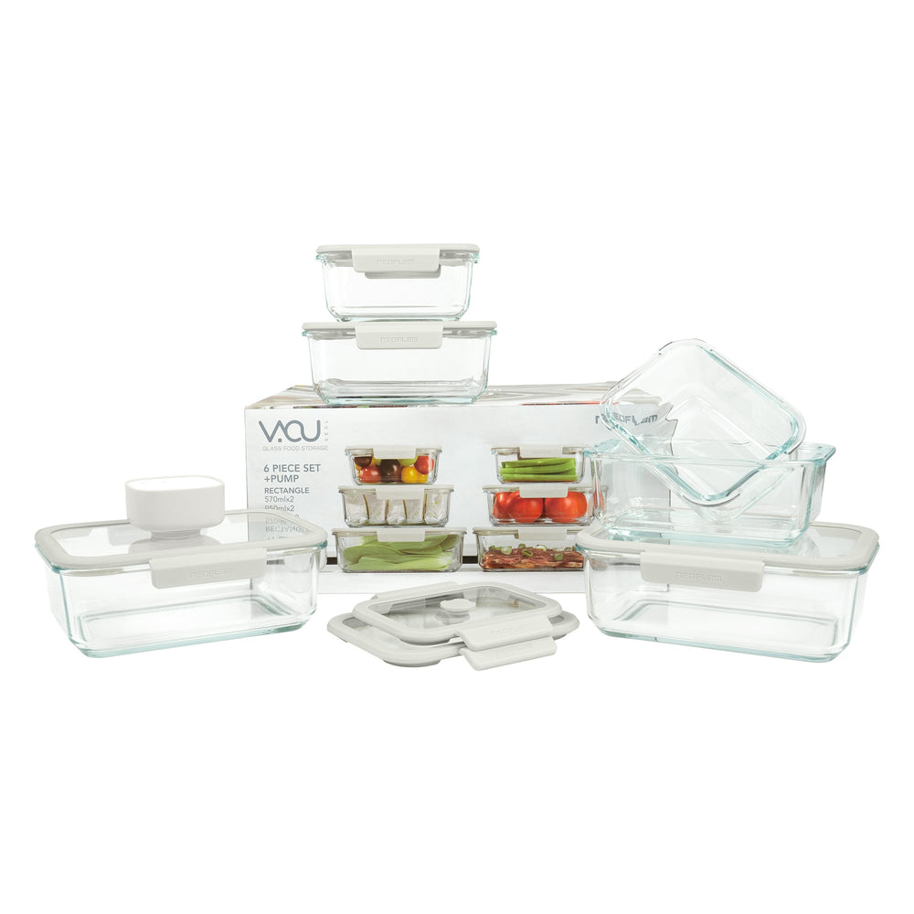 [Neoflam] Vacu Seal Glass Food Storage Set (13pcs + Pump)