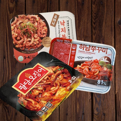 [오쭈낙] 팔당오징어 420g + 하남쭈꾸미 보통매운맛 350g + [동화푸드] 오마니 낙지볶음 500g_타임딜 (묶음)