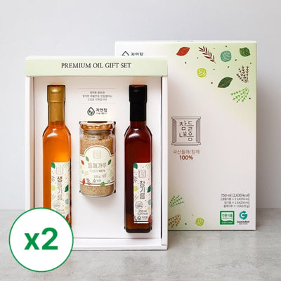 [Natural Farm] Gift set (250ml raw oil + 250ml of sesame oil + perilla powder 120g) X 2 boxes _ Free shipping