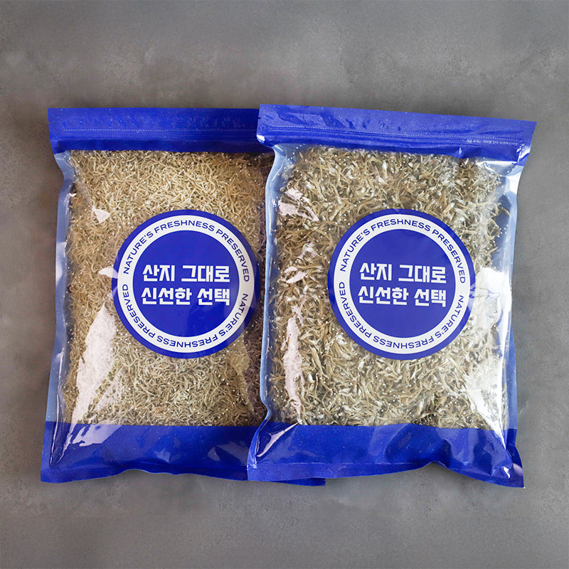 [한국직배송 A] 멸치청년단 프리미엄 볶음용 멸치세트(볶음멸치 1kg + 지리멸치 1kg)