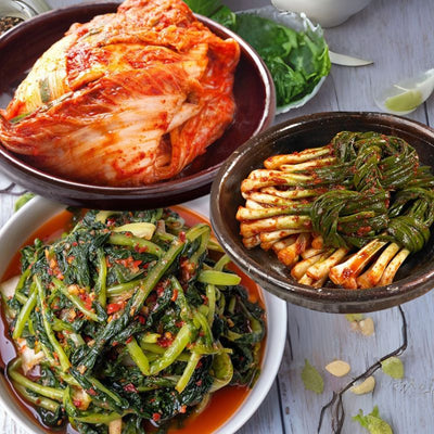 Cabbage Kimchi 5kg + Green Onion Kimchi 800g + Yeolmu Kimchi 3kg _ Free Shipping