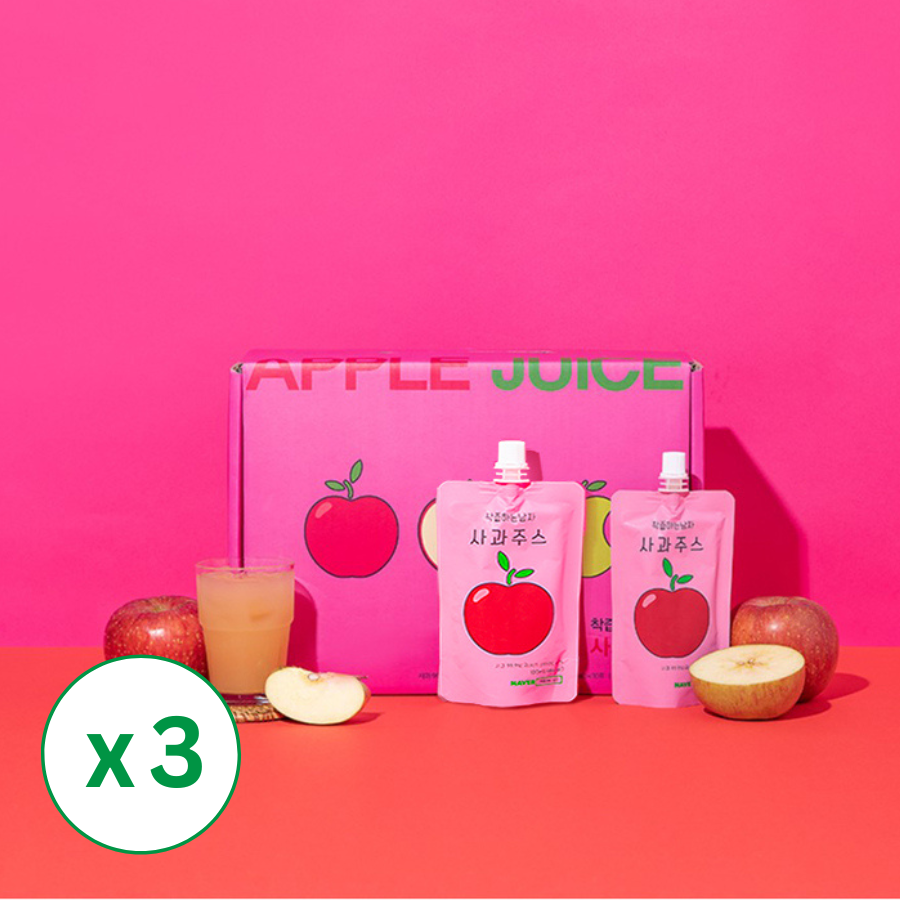 [Gyeongbuk Sunshine Farm] The Juicing Man Apple Juice 3Box (100ml x 30 Pouches)_Free Shipping