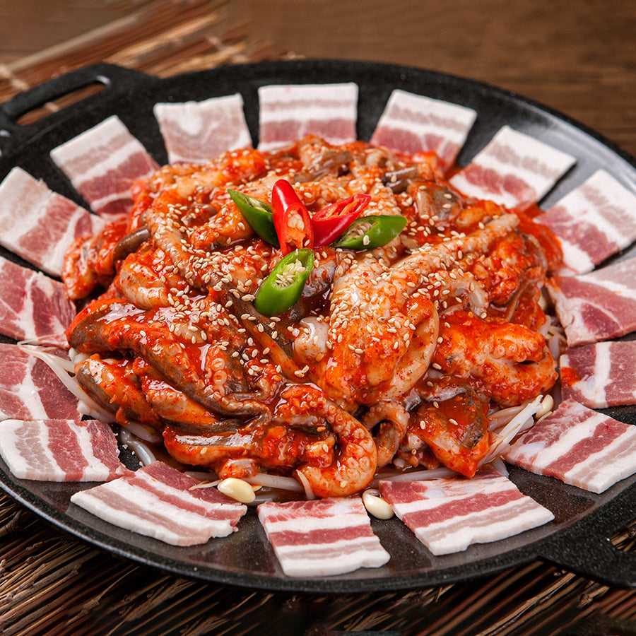 [주현푸드] 하남쭈꾸미 보통매운맛 350g x 3팩+ [울타리] 슬라이스 삼겹살 1lb_타임딜 (묶음)