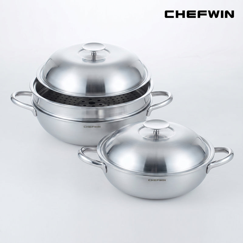 [K Dierect Delivery] Chefwin 316 Stainless Steel 5Ply Party Wok (28cm / 32cm)