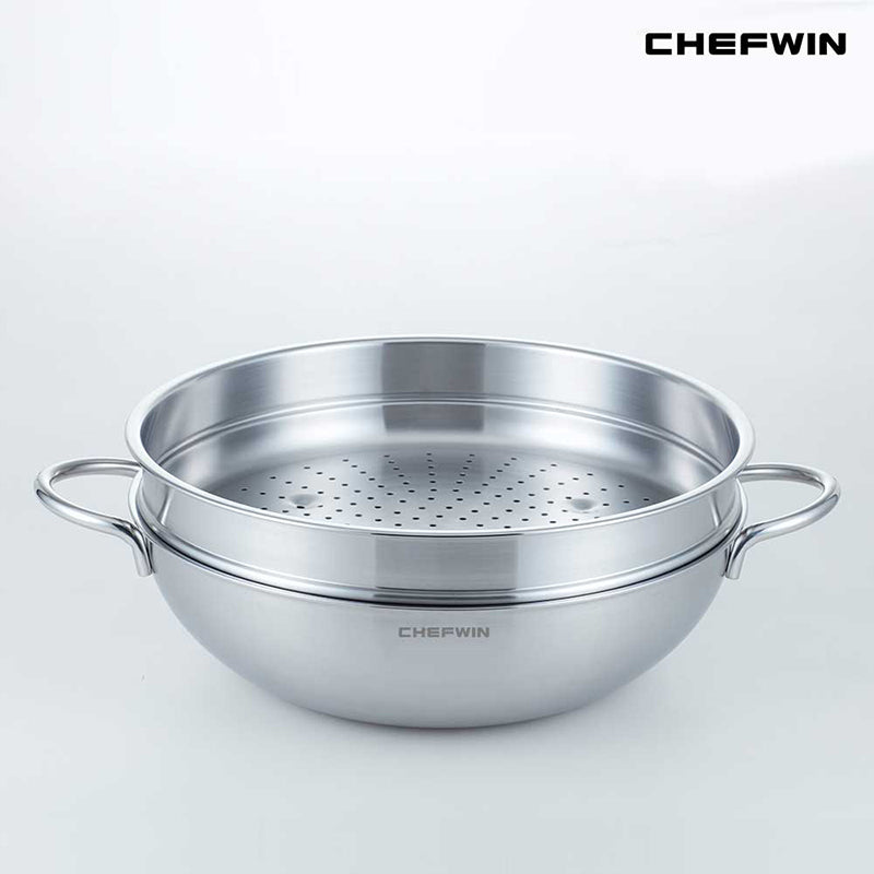 [K Dierect Delivery] Chefwin 316 Stainless Steel 5Ply Party Wok (28cm / 32cm)