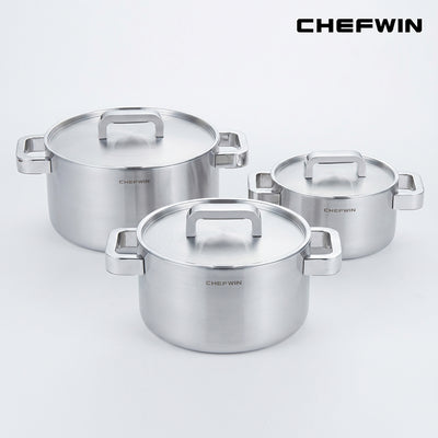 [한국직배송] 쉐프윈 316STS 통5중 양수냄비 16cm/20cm/24cm