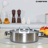 [K Direct Delievery] Chefwin 316 Stainless Steel 5Ply Shallow Pot (24cm)