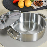 [K Direct Delievery] Chefwin 316 Stainless Steel 5Ply Shallow Pot (24cm)