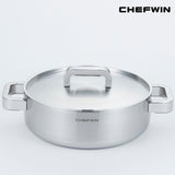 [K Direct Delievery] Chefwin 316 Stainless Steel 5Ply Shallow Pot (24cm)
