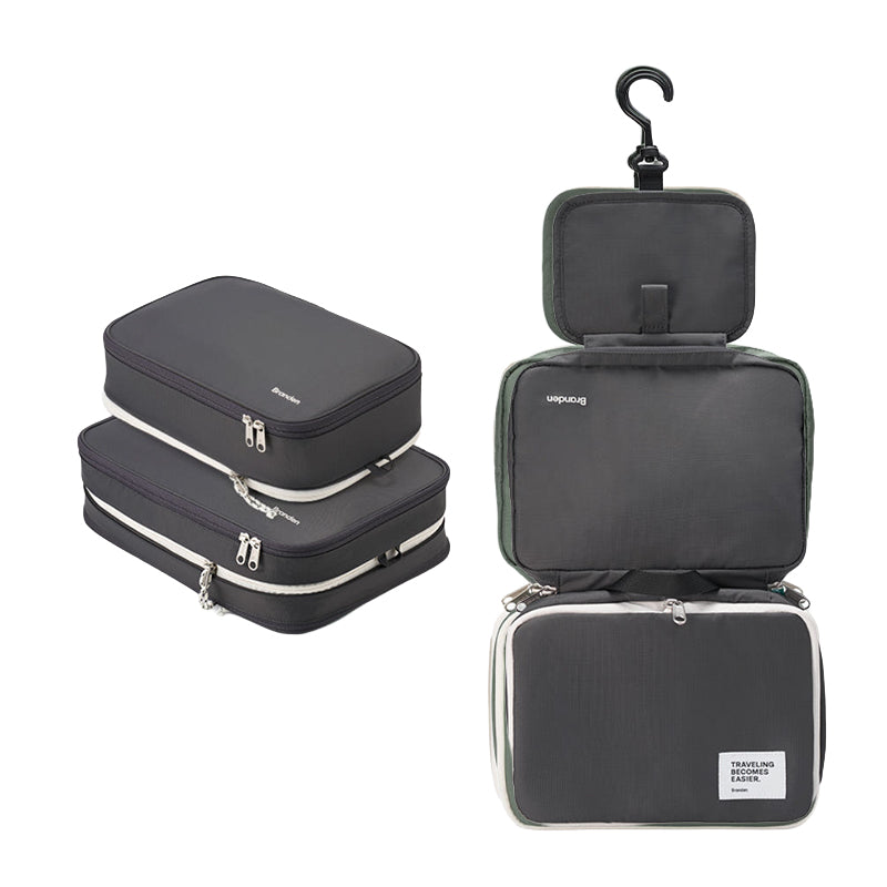 [K-Direct Delivery] BRANDEN Travel Compression Pouch + Hanging Washbag Set